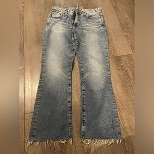 AG women’s jodi crop high rise slim flare crop denim pants, size 27R